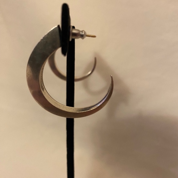 Sterling Silver Spike Hoop Earrings 1.5" - Picture 3 of 8